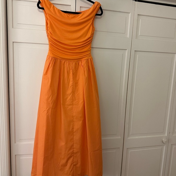 Hello Molly Orange Ruched Off the Shoulder Maxi Dress - Picture 7 of 10